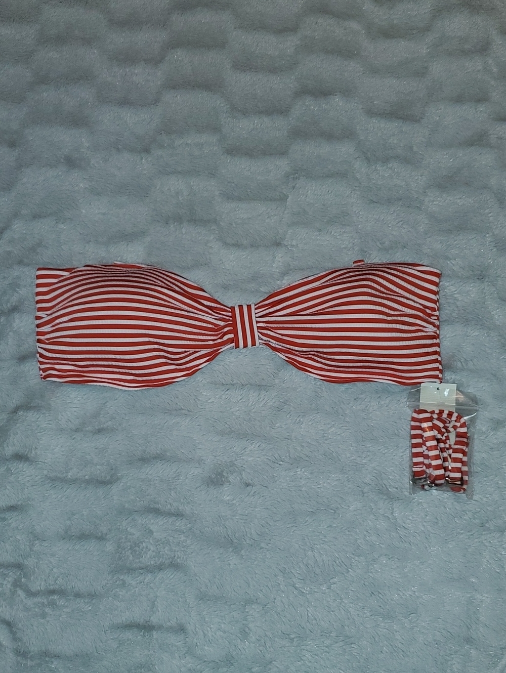 NWT Abercrombie & Fitch Striped Bikini Top with Solid White Bottom Size XL - Picture 9 of 12